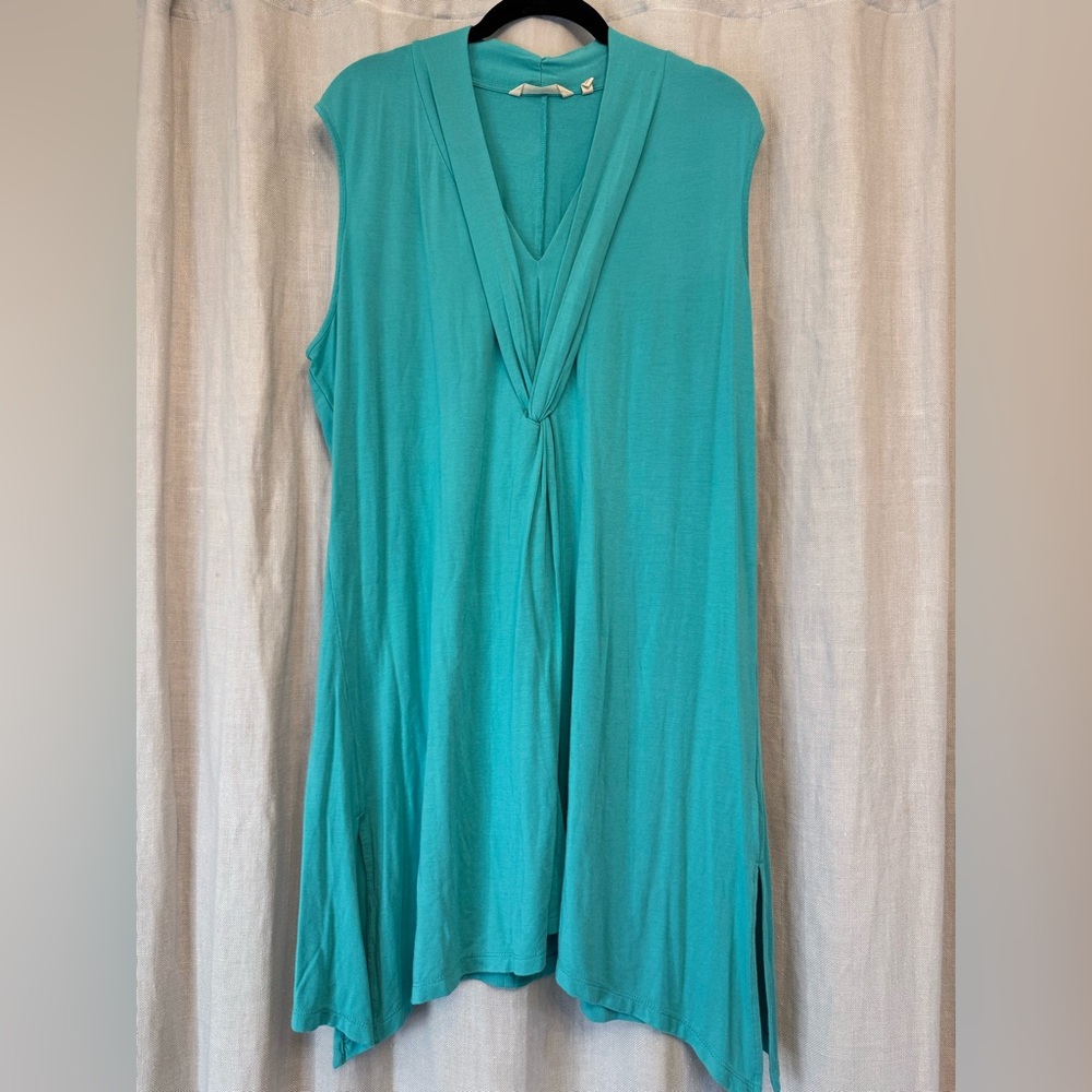 Soft Surroundings Teal Twist Front Sleeveless Tunic Top XL Modal Blend